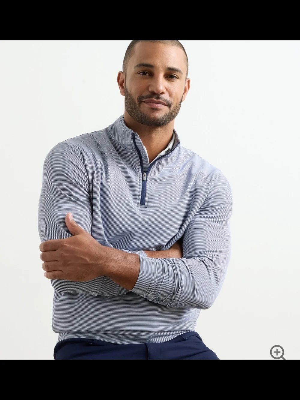 Peter Millar Men's Navy Perth Sugar Stripe Performance Quarter-Zip Pullover, XXL
